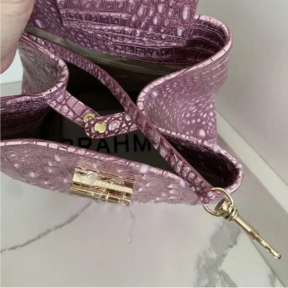 NWT Brahmin Maddie Mulberry Potion Sling Bag Backpack Croc  display picture 1